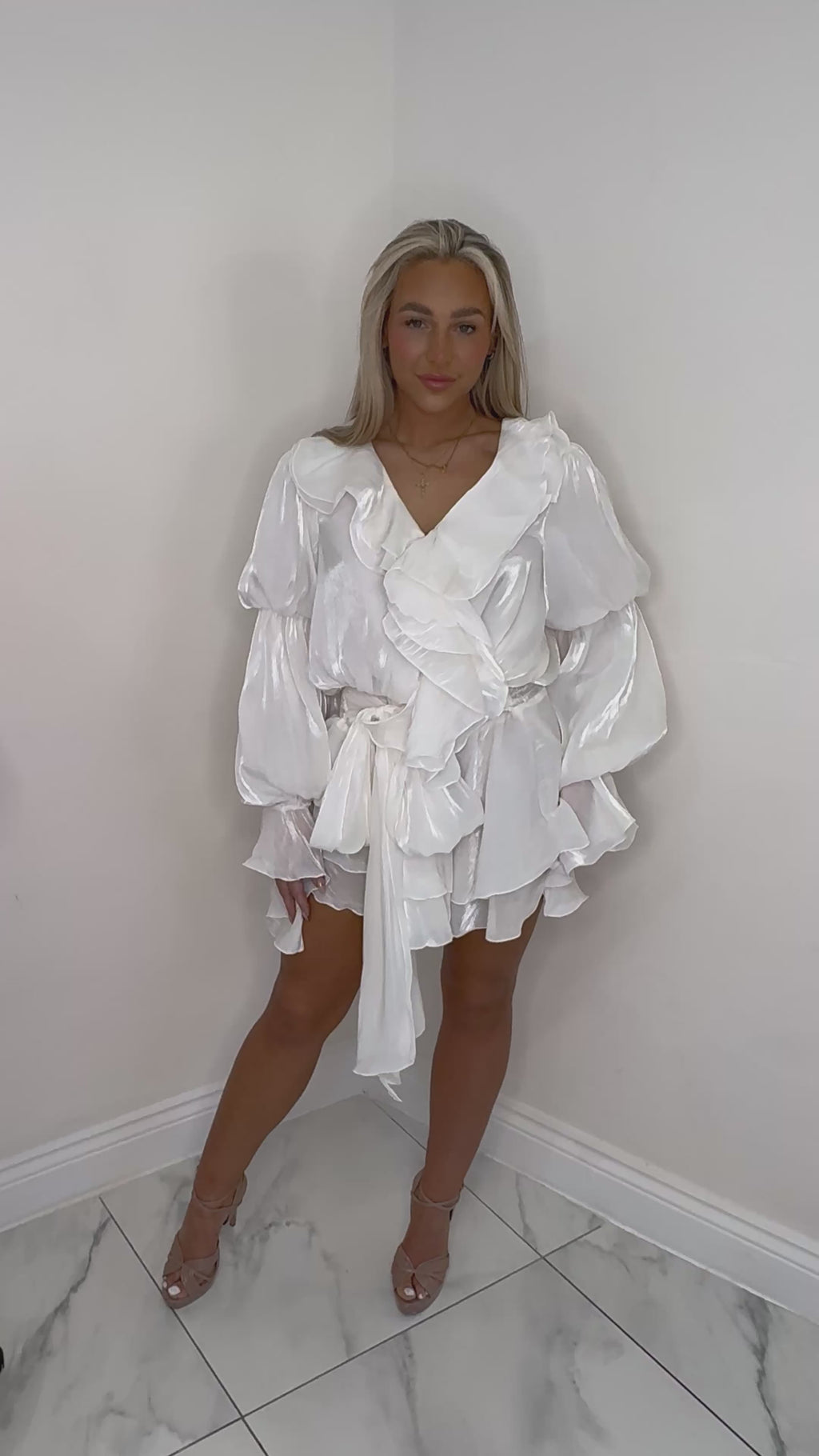 White ruffle dress